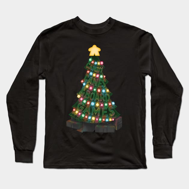 Board Gamer Christmas Tree Long Sleeve T-Shirt by polliadesign